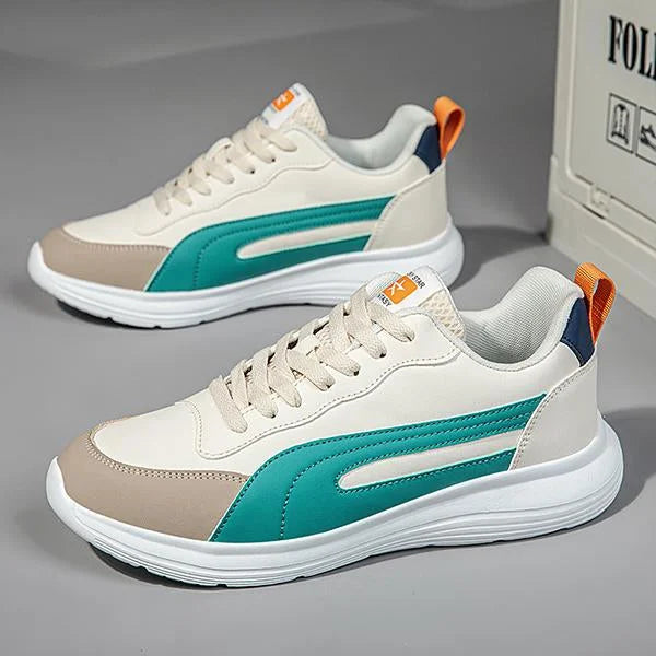AquaStride Trendy White & Teal Sneakers