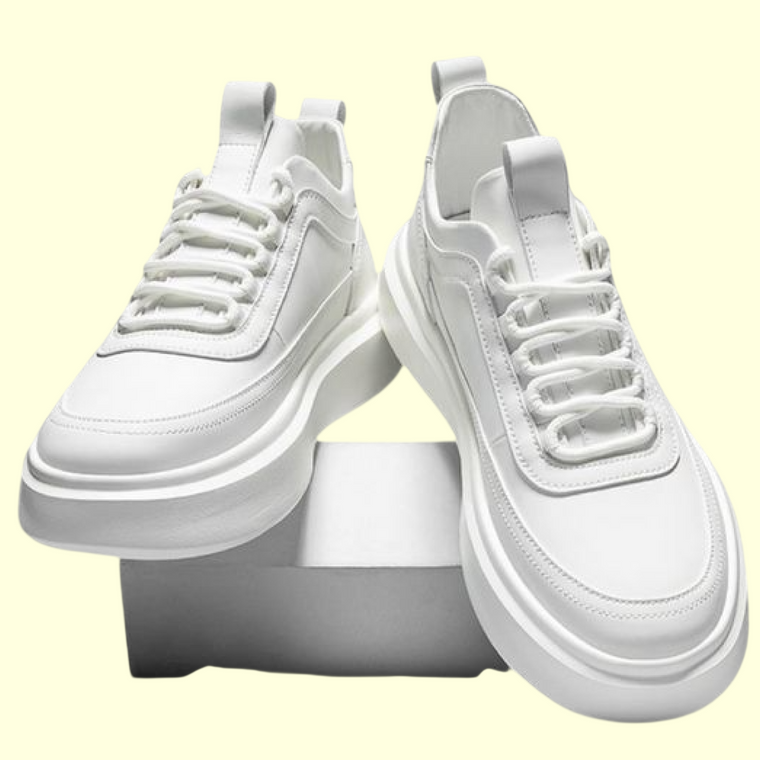 Sleek White High-Sole Trainers