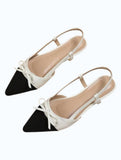 🖤 Uniallify Noir Bow Slingback Flats – Elegant Pointed Shoes